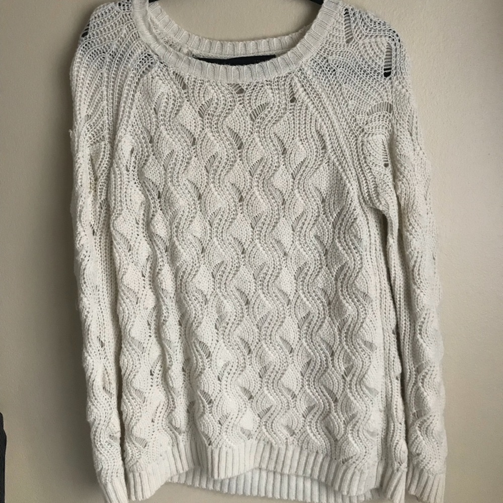 F21 Cream Netted Sweater